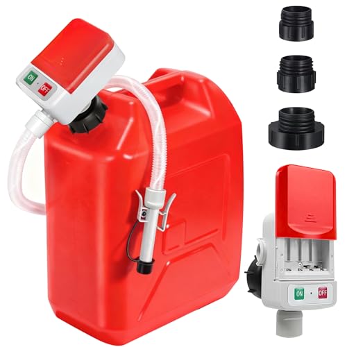 Kraftstoffpumpe mit Auto-Stopp-Sensor, 2.4GPM– Dieselpumpe & Benzinpumpe für Kanister, Öl und Wasser – Mit flexiblem Schlauch für Traktor, Generator, Rasenmäher mit 3 Adaptergrößen