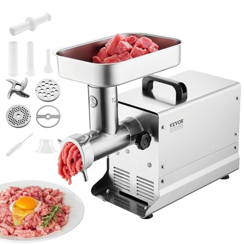 Image of VEVOR Meat Grinder, 0.75 HP 550W, 11 Lbs /Min Electric Meat Grinders with Blade, Grinding Plate, Sausage Maker, Stainless Steel Commercial Meat Mincer for Kitchen Restaurant Butcher Store, ETL Listed