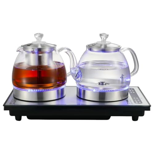 AOUMK 急速沸騰 電気ケトル 耐熱ガラス ガラスケトル カフェケトル 全自動底水ガラス スマート電気ティーストーブデスクトップ埋め込み式ティーメーカー (シルバー,蒸し急須タイプ)