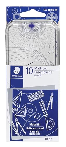staedtler 10-piece math set with metal compass 634 ruler amp triangle squares 45 amp 3060 set squares alphabet stencil - measuring tools
