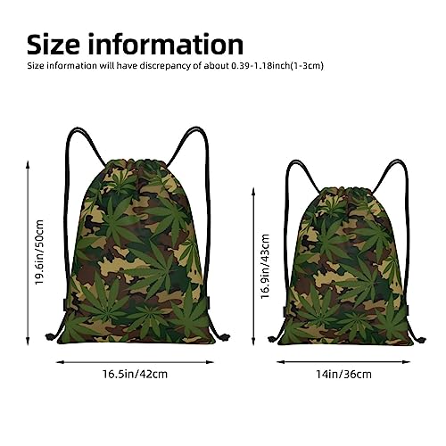 Camouflage Leaf Printed Drawstring Backpack Water Resistant String Bag Sports Sackpack Gym Sack, for Men Women3