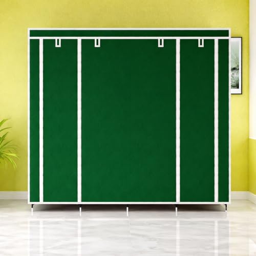 Image of 12 Shelves Fancy Layer Collapsible Green Wardrobe Portable Almirah Foldable Racks for Clothes Cupboard Cloth Plastic Frame Organizer (88370)