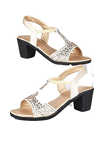 Walktrendy Womens Synthetic Gold Sandals With Heels - 7 UK (Wtwhs539_Gold_40) Deal