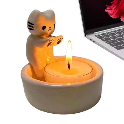 Portavelas de animales,Contenedor de velas lindo | Bandeja para vela de gatito lindo estilo de dibujos animados para casa regalo cumpleaños Navidad
