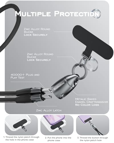 Image of Phone Lanyard Charging Cable, Type-C to USB-C 120cm 240W Fast Quick Charge Crossbody USB-C Strap 480Mbps Data Sync Anti Theft Purple Shoulder USB2.0 OTG Cord