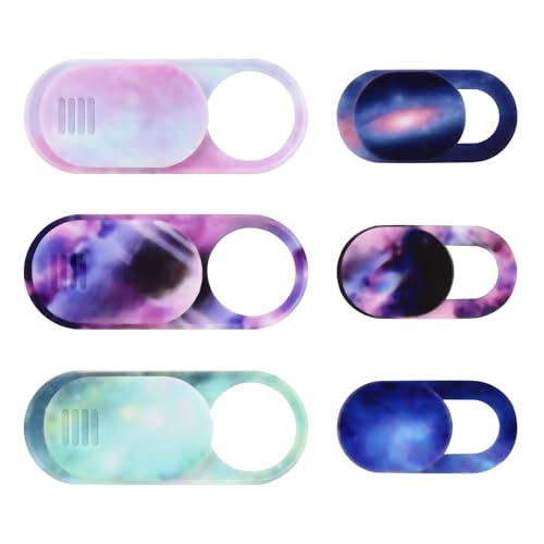 Cuxnoo Webcam Cover Slide 6 Packs, Ultra Thin Camera Privacy Protector fit for MacBook Pro, iMac, iPad Pro, Tesla Model 3, Y, X, S, and More Laptop or Tablet, Colorful Space