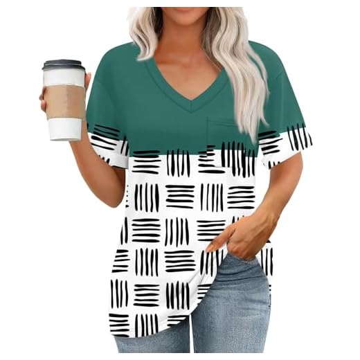 Eco-Washed V-Neck Short Sleeve T-Shirt for Women - Sustainable Organic Cotton Blouse, Vintage Soft Feel Thermal Vests for Women UK Green M