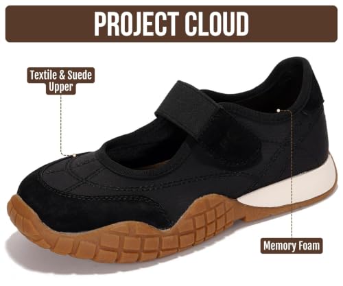 Project Cloud Girls Mary Jane Shoes - Memory Foam Insole Kids Shoes Girls Sneakers - Lightweight Mary Jane Flats & Non-Slip Comfortable Kids Sneakers (Little Donna, BLK, 3) by Project Cloud - Used condition - Image 2