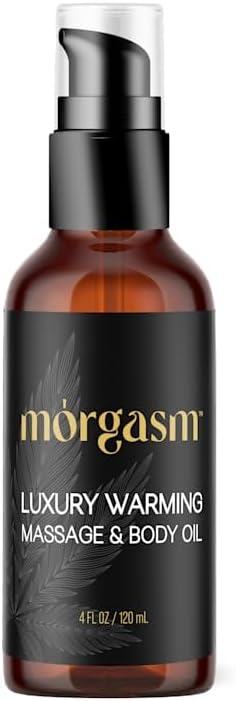 Morgasm Massage Oil for Date Night Heat - Scented Warming Body Oil with 10 Natural Ingredients, Organic Jojoba & Lavender - Vegan Non Greasy Formula for Couples & Special Massage Therapy - 120ml