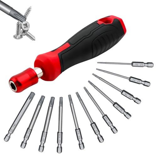 12 Pcs Torx Head Screwdriver Bit set Tamper-Proof Torx Bit Star Screwdriver Set for Car Fixings Impact Drill T6-T40