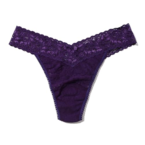 Image of hanky panky - Signature Lace Original Rise Thongs: Holiday Edition | One Size 4-14 | Dusk, Riviera, Shining Armor Grey, Woodland Green, Snow Day Purple | Comfortable Lingerie Underwear | 5 pack