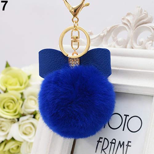 Preisvergleich Produktbild Fliyeong Mode Faux Kaninchenfell Ball Charm Bag Telefon Auto Anhänger Schlüsselanhänger Schlüsselanhänger - Königsblau Kostengünstig und langlebig