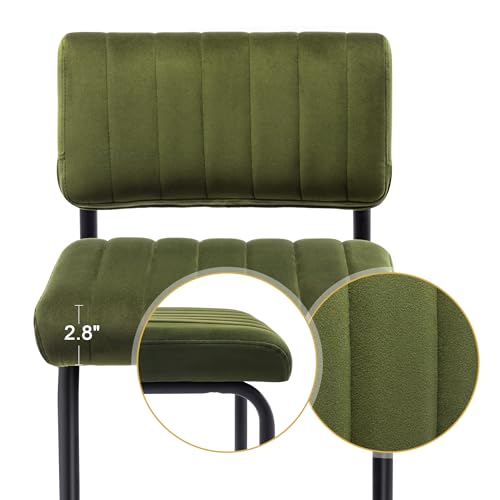 Image of ONEVOG 30 Inch Seat Height Green Velvet Bar Stools with Back and Cantilever Metal Leg, Mid Century Modern Upholstered Fabric Barstools, Tufted Tall Chairs for Kitchen Island /Counters /Pub, Set of 2