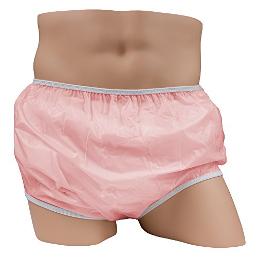 LeakMaster Adult Pull-On Vinyl Plastic Pants - Soft, Quiet and Form Fitting Incontinence Waterproof Diaper Covers for Adults - Pink, X-Small Fits 26-30 Inch...