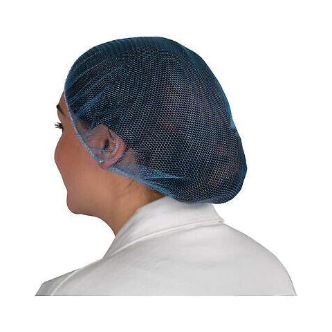 Frenterprises Disposable Blue Hair Nets - Elasticated Nets For Catering, Kitchen, Salon, Tattoo Cleaning Supply Use - Woven Hair Head Cover Net - Safety Protective Headwear For Hospitals (100) Cover