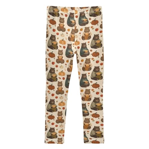 Girls Leggings Soft Toddler Ankle Length Bottoms Thanksgiving Bear Pumpkin Kids Dance Yoga Pants 4-10 Years2