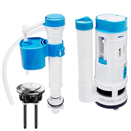 Reemplazo del sistema de descarga de inodoro, piezas de descarga de cisterna de inodoro ajustables, válvula de descarga doble con botón para reparación de válvula de drenaje