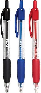 Staples Retractable Ballpoint Pens, 1.0 mm Tip, Pack of fifty Assorted Colours – 20 Black, 20 Blue & 10 Purple