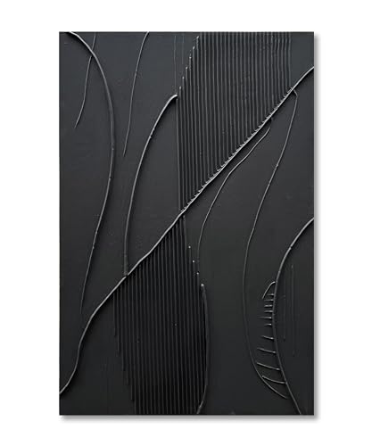 NANKAI Art Hand-Painted Modern Minimalist Abstract Art Black Texture Oil Painting Large Home Wall Art Deco Oil Painting 45x30 inches