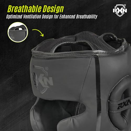 Image of RXN R1 ViperFace Head Guard - MMA Training Headgear(Black /Black,S)
