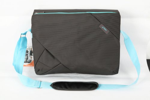 Bipra Laptop Messenger Bag (15.6 Inch) Cute, Slim, Designer Shoulder Carry Tote | Computer, Tablet, Notebook, Mobile Storage | Padded, Adjustable Strap | Grey/Blue