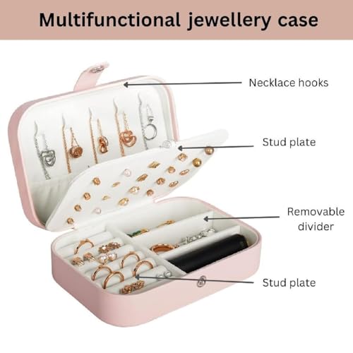 Image of Mini Jewellery Travel Case, PU Leather Organizer Box, Small Portable Jewellery Storage Holder for Womens Rings Earrings Necklaces (Eternal Garden)