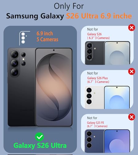 Image of FNTCASE for Samsung Galaxy S26 Ultra Case: Military Grade Drop Protection, 14ft Drop Tested, Screen Protector Included, Anti-Slip Anti-Fingerprint TPU Shockproof Phone Case Cover (Black)