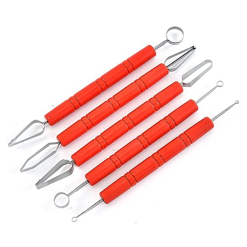 5 Pieces Fruit Carving Tool Fruit Sculpting Tool Stainless Steel Clay Sculpting Tool Pottery Sculpting Tool Clay Carving Tool Pottery Carving Tool Clay Molding Tool Pottery Molding Tool Red
