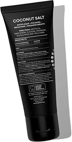 Image of BURST Charcoal Whitening Toothpaste for Adults (4.7oz) | for Sensitive Teeth with Cavity Fighting Fluoride & Xylitol |Vegan | Gluten & SLS Free | Coconut Salt | for Sensitive Teeth with Cavity Fighting Fluoride & Xylitol |Vegan | Gluten & SLS Free