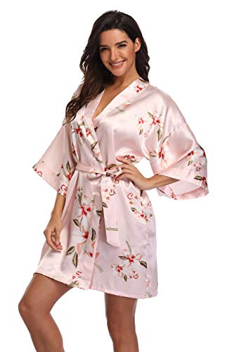 Image of Women's Pure Short Silky Robes Bridesmaid Bride Party Satin Robes Sleepwear