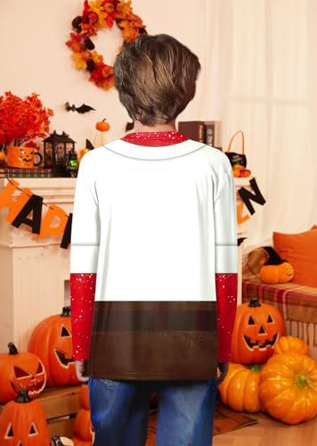 Unisex Kids Halloween Funny Long Sleeve Tee Shirts Cute Print Striped Top 4-14 Years2