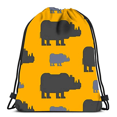 Lmtt Mochilas con cordón Rinoceronte Bestia Salvaje Adorno de Manada Animal de Viaje