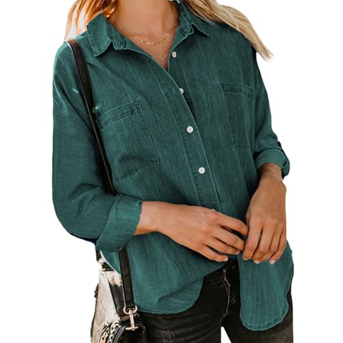 Button Down Blouse for Women, Long Sleeve Casual Button Down