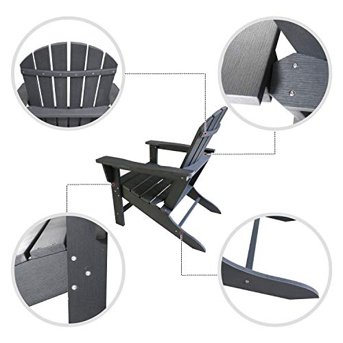 DAILYLIFE Plastic/Resin Classic Outdoor Adirondack Chair Polystyrene Weatherproof Lounge Chair for Porch Patio Deck Garden,Backyard & Lawn Furniture - Thumbnail 6