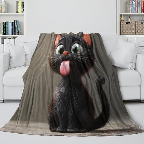 Couverture douillette pour chat noir en flanelle douce lit