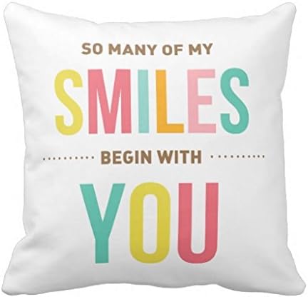 LANYE Inspirational Quote pillow Love Smiles Throw Pillow Cover Cushion Case 18"