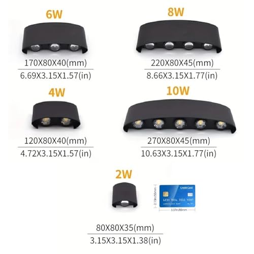 Aplique de pared LED exterior interior negro de 2W estanco IP66 e iluminación pasillo 6