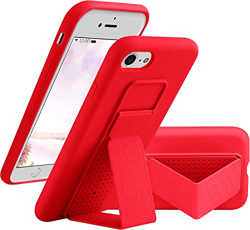 Coque iPhone SE 2022 silicone rouge avec support mains libres