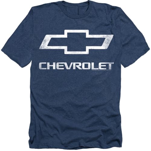 Popfunk Chevrolet Logo Unisex Adult Heather T Shirt Navy Heather X-Large