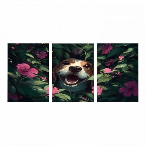 Cadeau Femme Loisirs Créatifs : Coffret 3 Pack 5D Diamond Painting Chien pour Passionnées d'Art