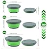 Huntoshon Collapsible Bowls, 3pcs Food Grade Silicone Camping Bowl Salad Bowl with lids, Portable Expandable Lunch Box Food Storage Container for Camping Travel and Picnic,Green #1