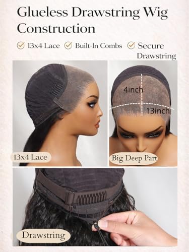 Image of Beauty Forever 13x4 Lace Frontal Body Wave Wig Human Hair - Honey Blonde Balayage with Chestnut Brown Roots, Pre-Plucked&Pre-Bleached Knots, Glueless Drawstring Wig for Beginners, Ready to Wear 18inch