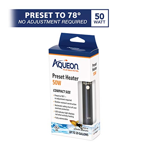 Image of Aqueon Aquarium Fish Tank Heater, Preset, Up to 20 Gallons, 50 Watts