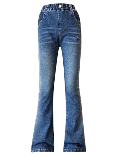 Kids Cowgirls Fashion Flared Denim Pants Waistband Bell-Bottom Jeans with Pockets Casual Outdoor Toursers2