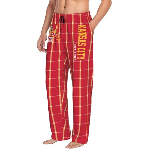 Custom Men's Plaid Pajama Pants Personalized Name Number Lightweight Comfy Lounge Pants with Pockets & Drawstring2