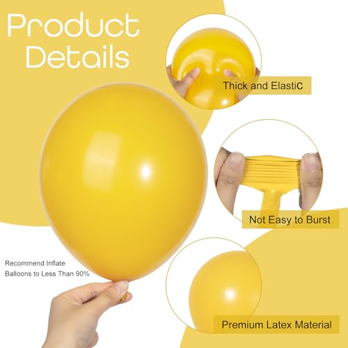 Image of Ouddy Party 129Pcs Mustard Fall Balloon Arch Garland Kit in 18 12 10 5 Inch | Different Sizes 6Pcs 18 inch Mustard Yellow Latex Balloons for Thanksgivings Fall Baby Shower Birthday Flowers Party Decorations