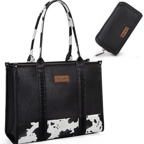 Wrangler Cow Print Top Handle Handbags and RFID Minimalist Wallet Purse for Women