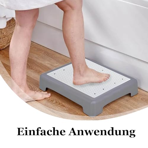 CAAGGMM rutschfest Halbstufe, Einstiegshilfe Tritthocker, rutschfeste Mobilitätsstufenplattform, Tragbare Steighilfe Treppen Stufe, Tragkraft von bis zu 200 kg, für Badewanne, Auto, Grau