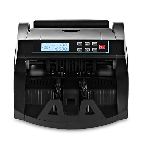 Bill Counter DOMENS UV+MG+IR+DD Counterfeit Detection Money Counter-US Dollar Cash Counter-Portable Currency Banknote Counting Machine (LCD Display Black)