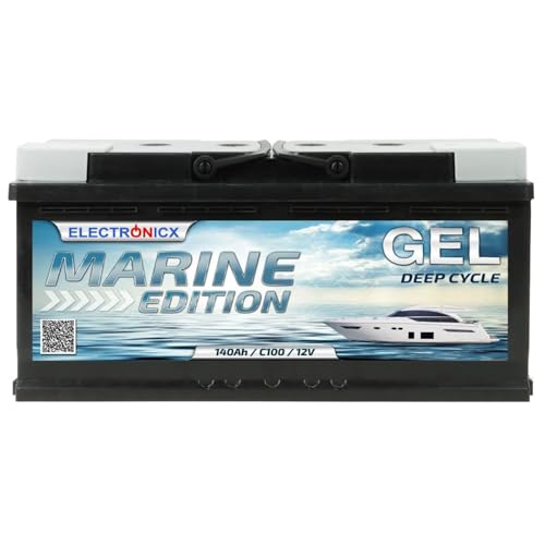 Electronicx GEL 12V 140Ah Marine Edition Deep Cycle Versorgungsbatterie 140 Ah wartungsfrei, auslaufsicher, für Wohnmobil, Yacht und Boot - Maße: 393×175×190 mm Pluspol rechts - Freizeitbatterie - Gel